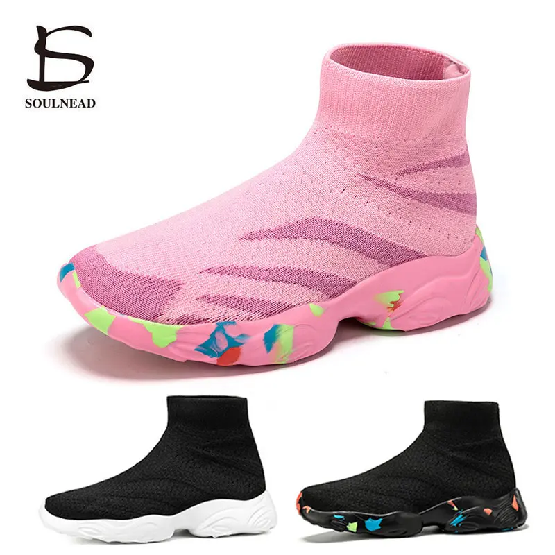 

Socks Shoes Children Women Running Sneakers Boy's Size 25 Thick Bottom Sock Boots Female Kids Outdoor Fashion Casual Sports Shoe