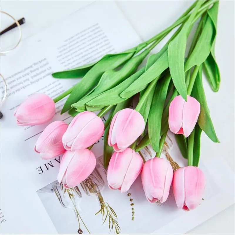 

Tulips Artificial Flower Simulation PU Real Touch Tulip Bouquet Fake Flower for Home Garden Mariage Wedding Decorative Flowers