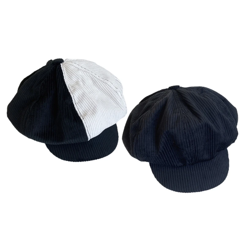 

40GC Sweet Beret Short Brim Corduroy Artist Hat Outdoor Leisure for Teens Adults