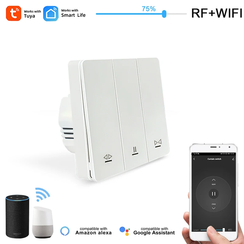 Умный Wi Fi переключатель для штор Tuya Smart Life роликовый затвор жалюзи RF433 + Приложение