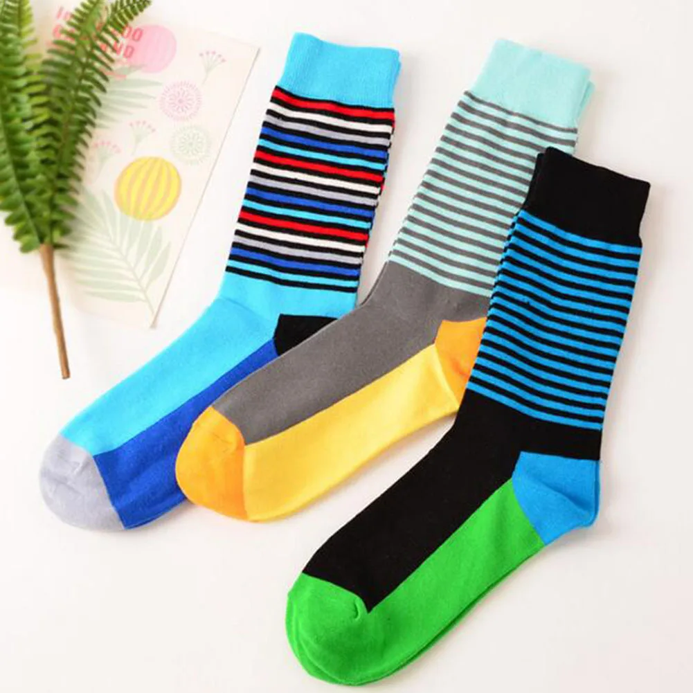 1 пара носков мужские Разноцветные полосатые винтажные этнические хлопковые