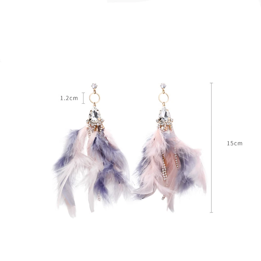

Large Feather Earrings 2020 Trend Tassel Earring Fairy Top Luxury Jewelry Designers Aesthetic Accessories New Arrival Pink Bulk