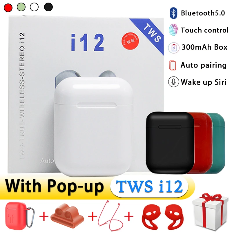 I12 Наушники Беспроводные Bluetooth 5 0 Спортивные наушники с аксессуары для наушников