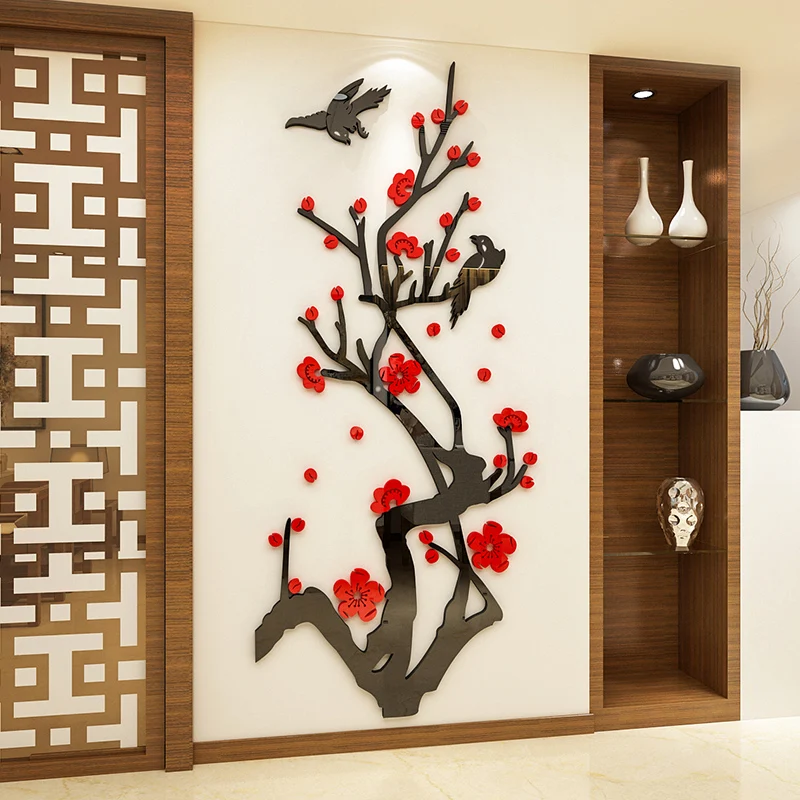 Акриловые 3D Трехмерные настенные наклейки с изображением сливы на стену для