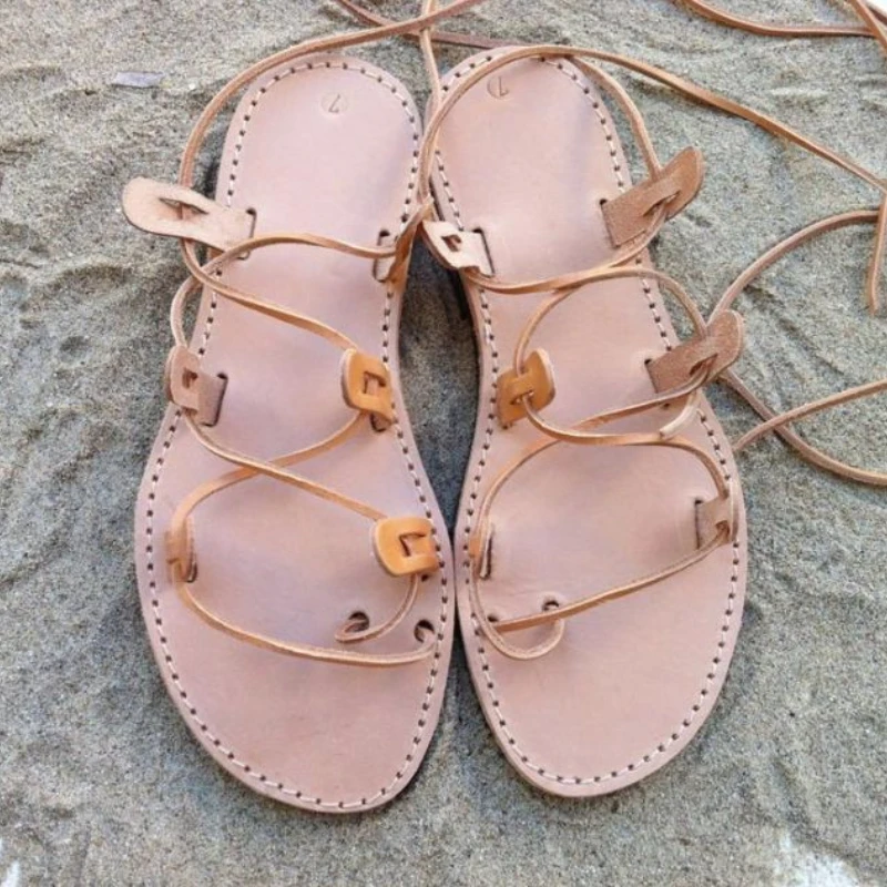 

2021 Summer New Fashion Thin Belt Stitching Lace Up PU Leather Sandals Show Style Hot Selling Personalized WomenSandals 5KE248