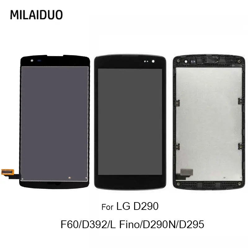 

ЖК-дисплей для LG LS660 Optimus F60 D390 L Fino D290 D290N D29S, сенсорный экран с дигитайзером в сборе, черный, с рамкой
