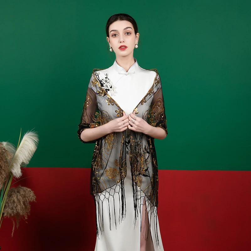 Женское кружевное болеро с блестками вечернее платье накидка Болеро для свадьбы