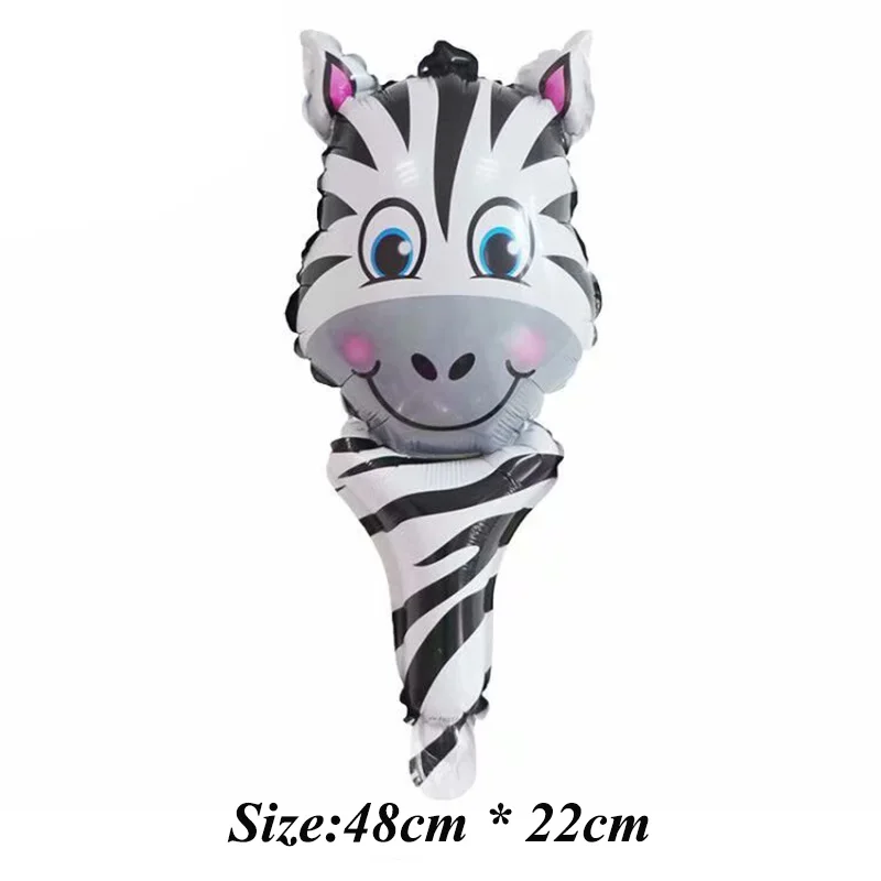 50Pcs/Lot Handheld Animal Head Foil Balloons Tiger Lion Inflatable Air Ballon Jungle Birthday Party Decorations Kids Toys Globos - купить по