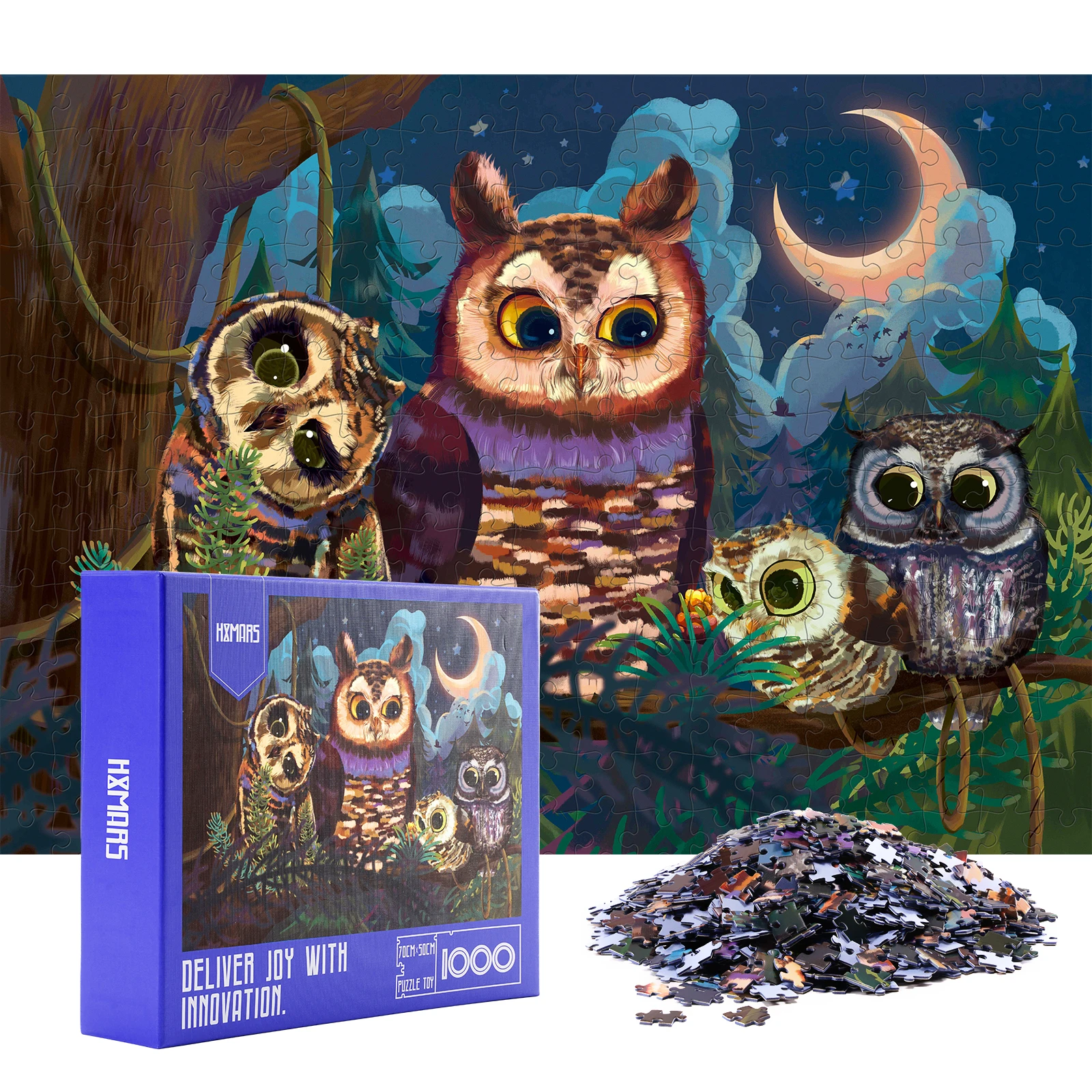 

HXMARS Jigsaw Puzzles 1000 Pieces for Adults Kids, Owl Challenging Puzzles Educational Toy for Children 's Christmas Gift