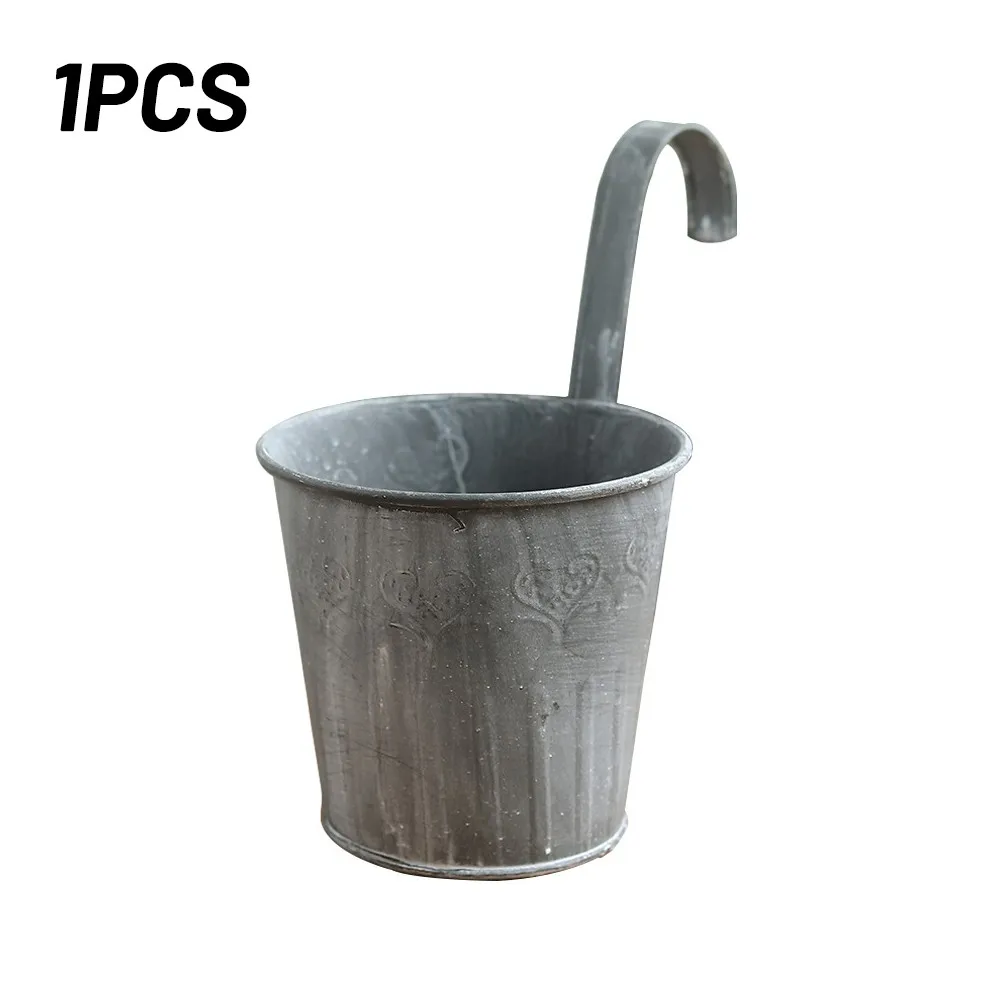

1/3/5 Pcs Flower Pot W/ Hook Hanging Metal Iron Plant Planter Pot For Yard Balcony Garden Fence Decoration Accessories