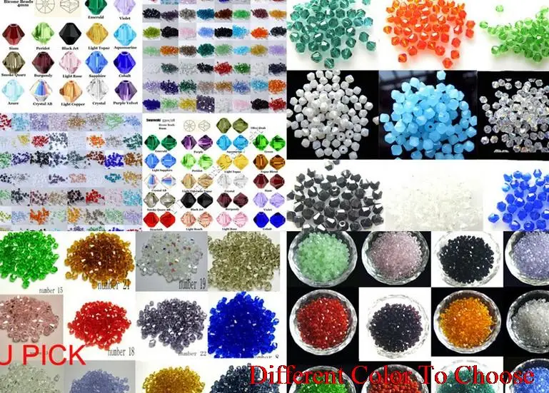 

4mm 6mm 3mm 2000Pcs/lot strand Bicone Faceted Glass Cuts Looses Crystal Beads Colored Mixed bracelet necklace fjt464