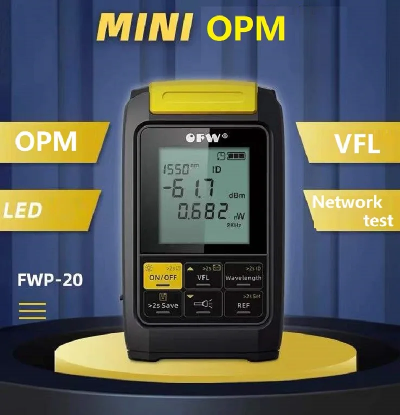 

Smart 4-in-1 Fiber Optical Power Meter OPM -70~10dBm -50~30dBm Visual Fault Locator VFL 10KM 30mW RJ45 Network Cable Testor FTTH