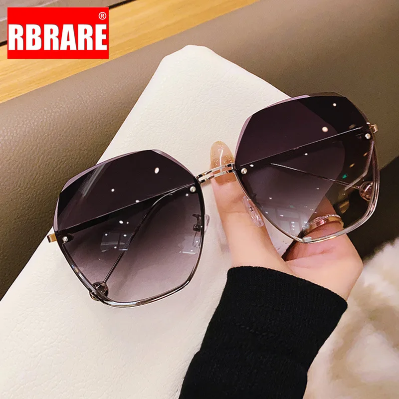 

RBRARE High-quality Gradient Metal Sunglasses Women 2023 Luxury Brand Rimless Sunglasses Fashion Vintage Gafas De Sol Mujer