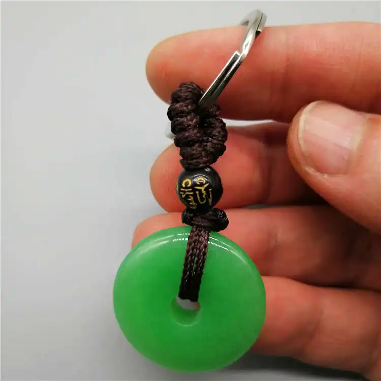 Красивый оптовый китайский натуральный ручной резной Harmony Lucky Green нефрит брелок +