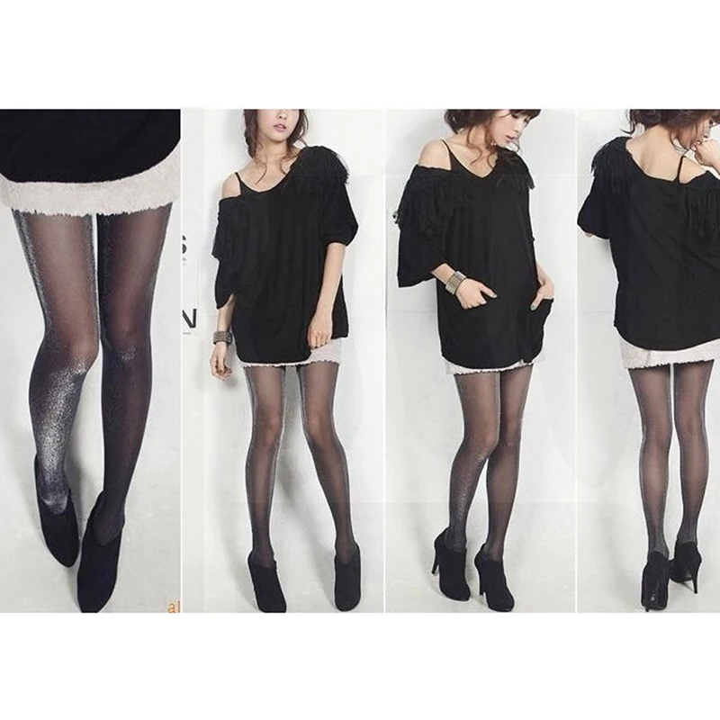 Летние золотые Шелковые Тонкие прозрачные колготки блестящие чулки женские