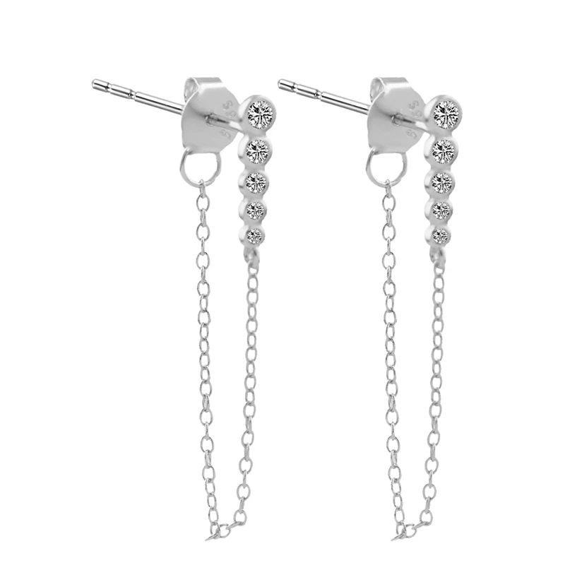 

Ckysee Fashion 925 Sterling Silver Earrings Zircon Tassel Drop Earrings For Women Earrings Daily All-Match Fine Jewelry 925