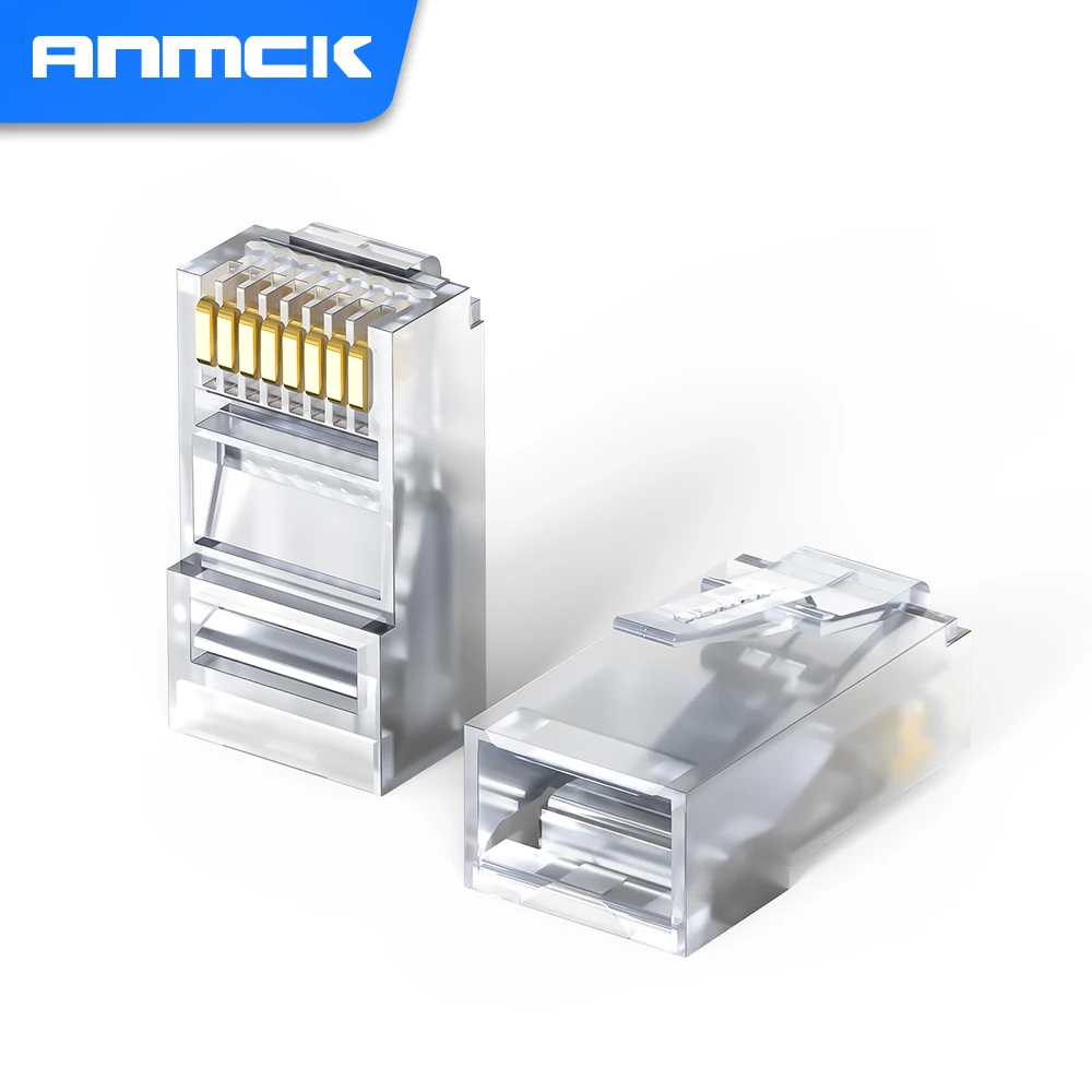 Anmck CAT6 UTP 50U RJ45 модульный Штекерный разъем 8P8C обжимный конец 1000 Мбит/с Ethernet-кабель коннектор Ethernet