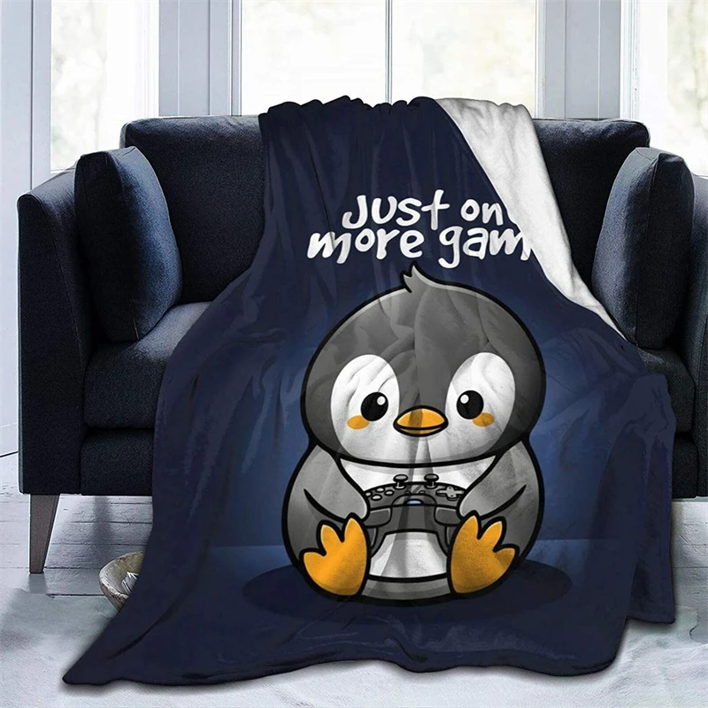 

Cute Animal Penguin Navajo Cubre Camara Green Throw Blanket 3D Print On Demand Sherpa Super Comfortable For Sofa Thin Quilt