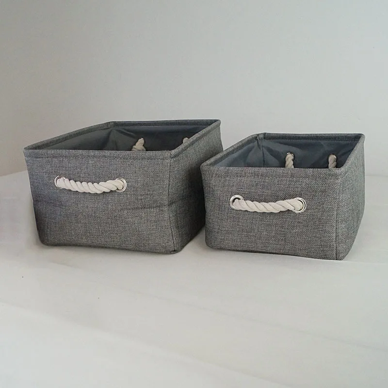 

Collapsible Storage Bin Basket [3-Pack] Foldable Canvas Fabric Tweed Storage Cube Bin Set With Handles Brown / Gray For Home