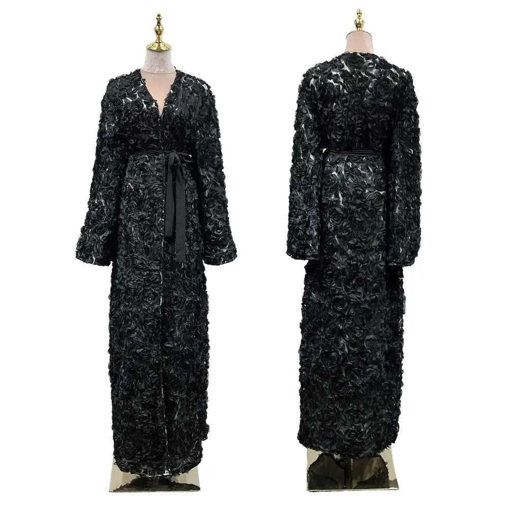 Кружевной Цветок abaya Дубай открытый халат-кимоно кардиган мусульманские женщины