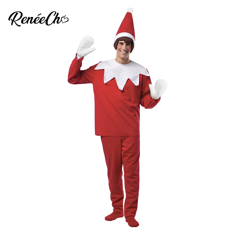 Семейный Рождественский костюм Reneecho Детский эльфа взрослый Красный новогодний