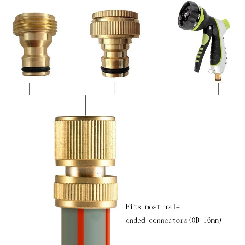 4 Pc Brass Hose Connector End Quick Connect Fitting 1/2 inch Pipe for Gardening Home Watering Car Wash | Дом и сад