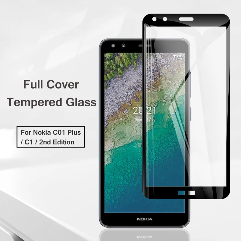 

For Nokia C01 Plus C1 2nd Edition 5.45" Full Cover Tempered Glass Screen Protector Explosion-proof Protection Film