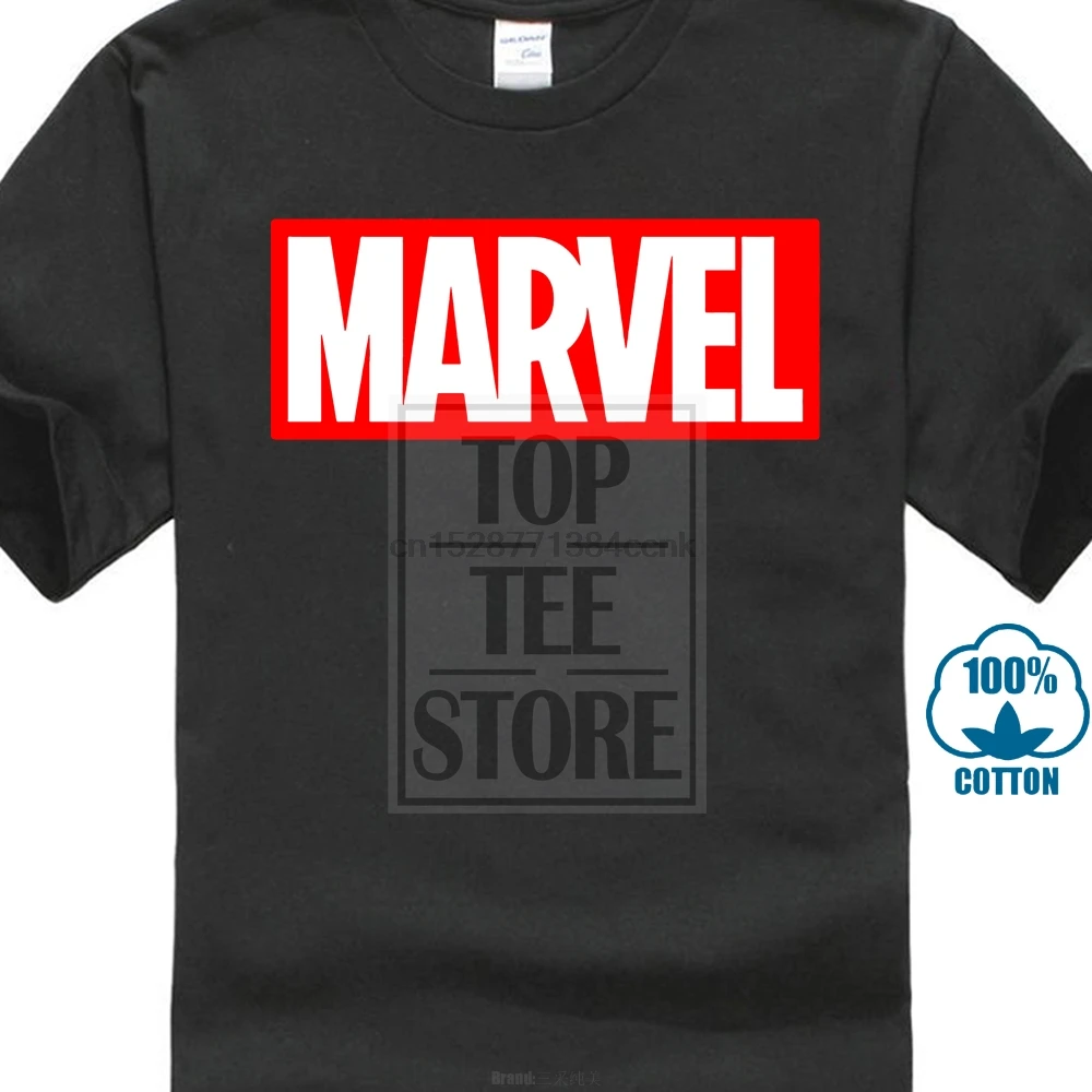 Классический Marvel футболка с логотипом Для мужчин Черная надписью Футболки