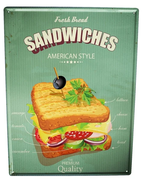 

Tin Sign Food Restaurant Sandwich Coffee Bar Decoration Home Decor