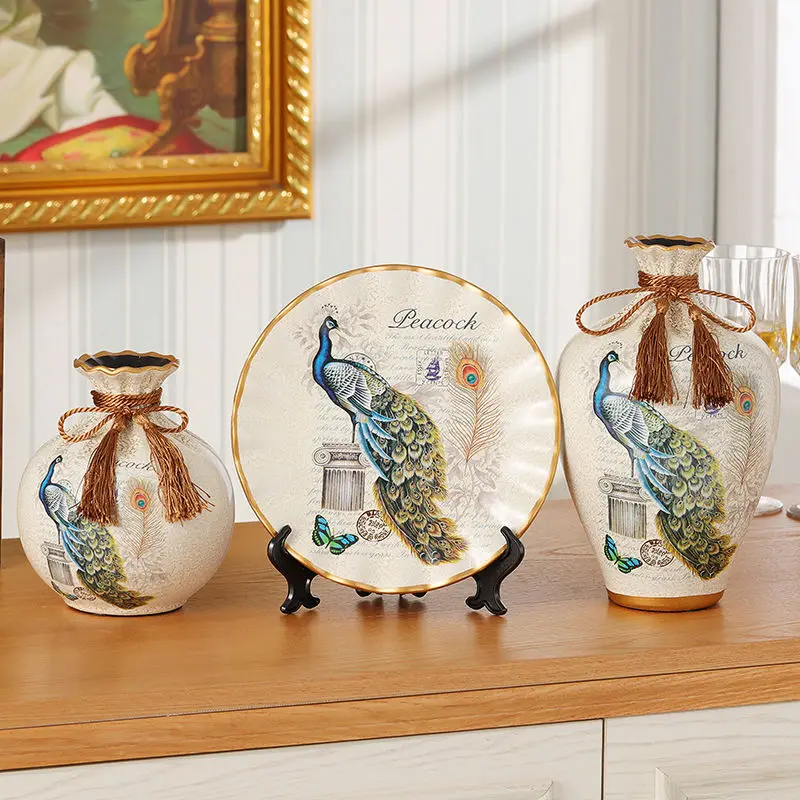 Decorations Ceramic Vase implements antique offices home living Room 3pcs Set