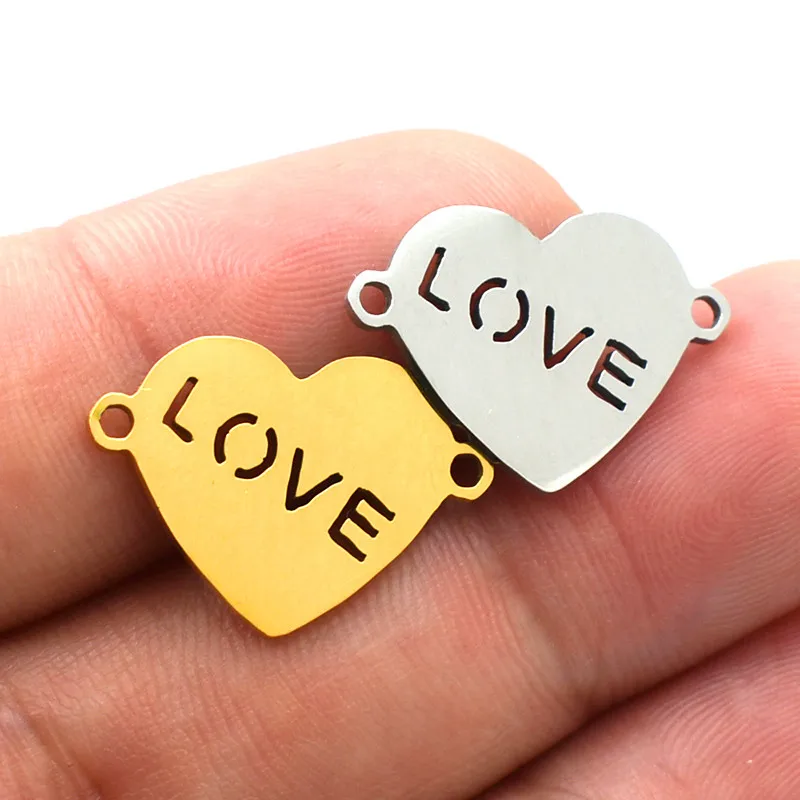 

5pcs Stainless Steel Heart-shaped Bracelet Pendant Hollow LOVE For Woman/Men DIY Bracelet Connectors Jewelry Findings Supplies