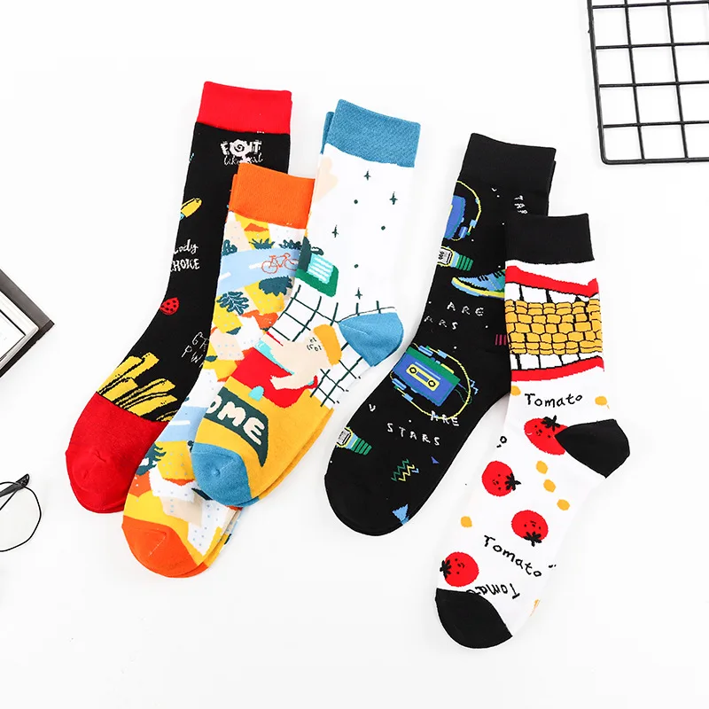 

Combed cotton soft new colorful men's funny socks, ladies stockings, wear-resistant and warm men's Calcetines de hombre hip-hop