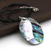 5pcs natural abalone shells stitching oval pendant necklace high quality for woman jewelry making diy accessories ornament gift