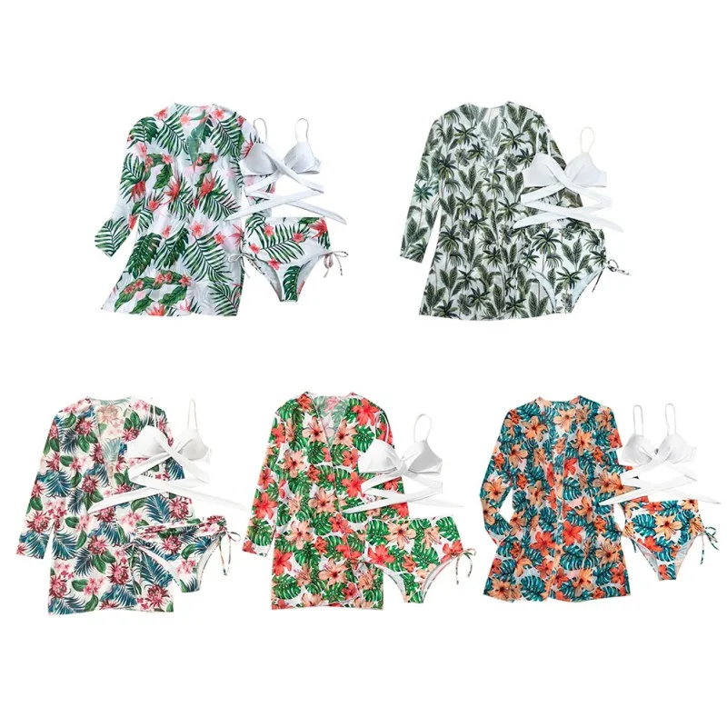 

Fashion Printed Sexy Three Piece Swimsuit Bikini Set Women Push-Up Padded Swimwear Ladies Summer Fashion Casual Beachwear Suit