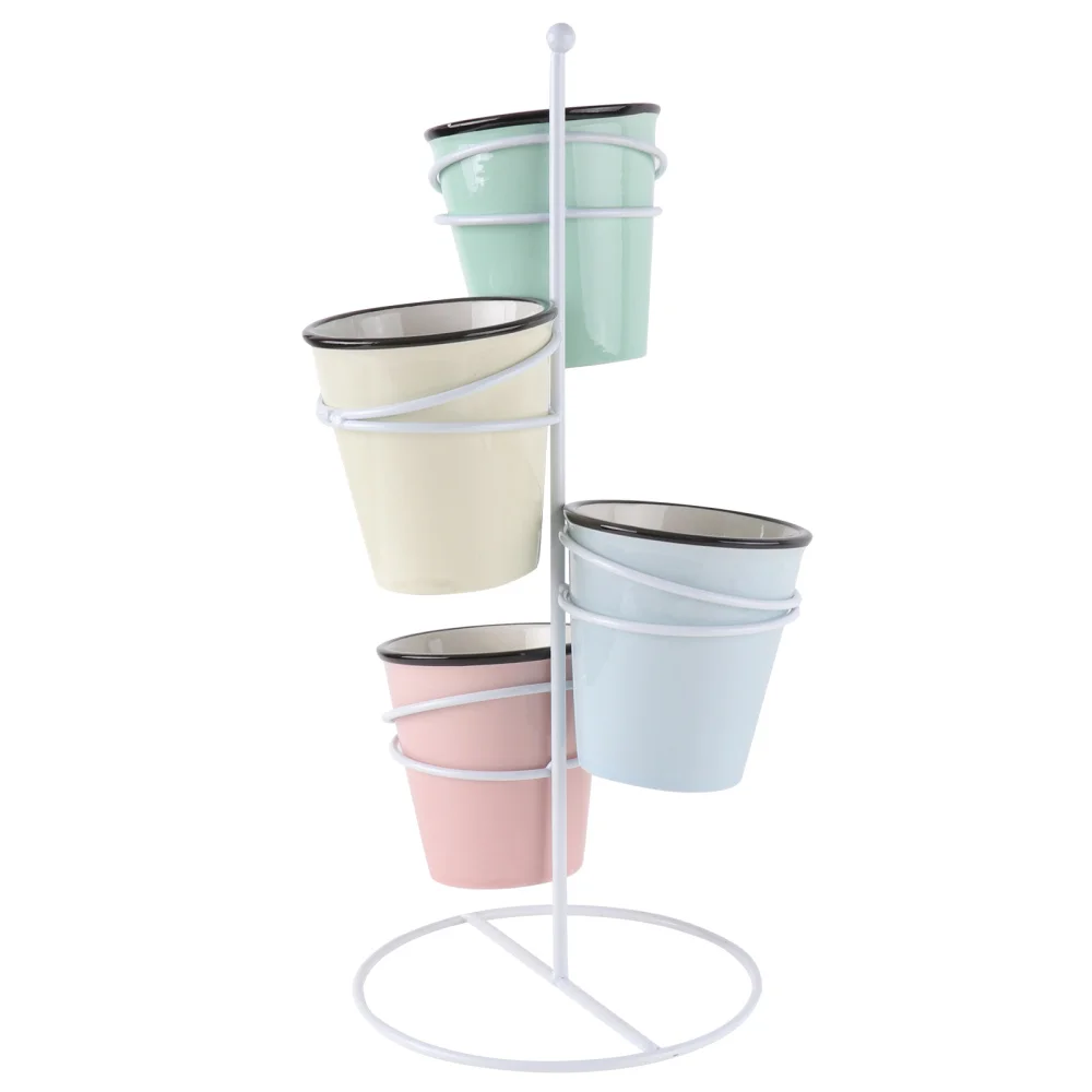 

1 Set Retro Wrought Iron Flower Pot Rack Decorative Flowerpot Rack for Home