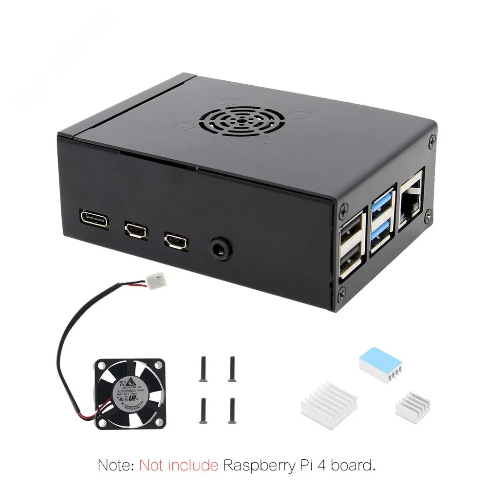 Защитная коробка для Raspberry Pi 4 Model B металлический чехол с охлаждающим
