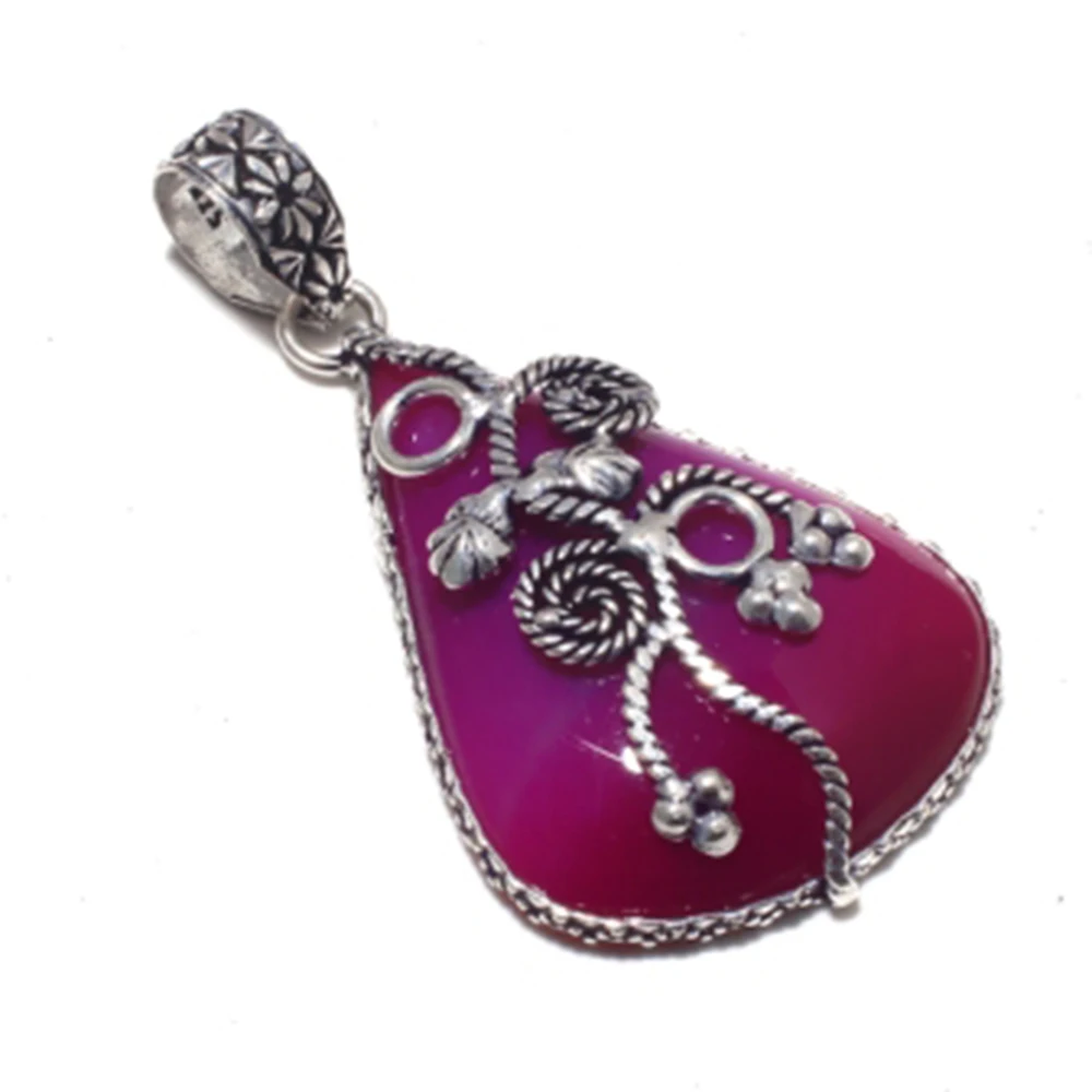 

Genuine Botswana Agate Pendant Silver Overlay over Copper Jewelry , Hand made Women Jewelry gift ,P8720