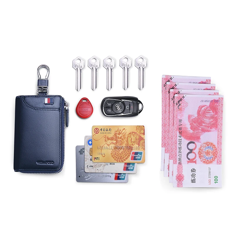 Кожаный бумажник для ключей, роскошный мужской и женский мужской кошелек в стиле ретро, на молнии, брелок для ключей, многофункциональный кошелек 2021, брендовый дизайн
