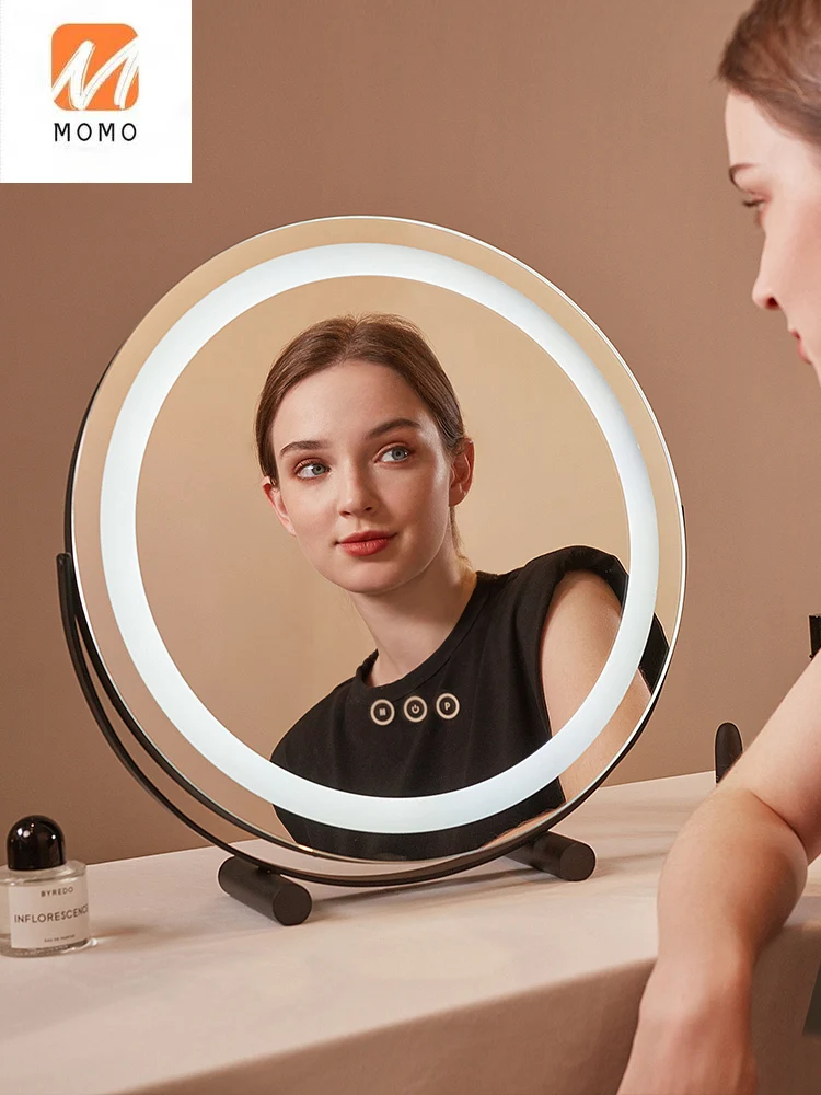 

Makeup Mirror Desktop Led with Light Fill Charging Dressing Table Rotatable Dormitory Internet Hot Girlish Ins Style