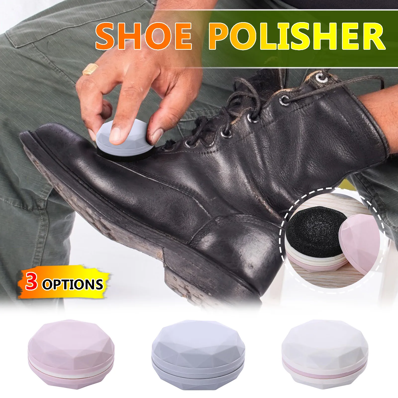 Очиститель ОБУВИ губка обувная щетка двухсторонняя круглая кожаная обувь