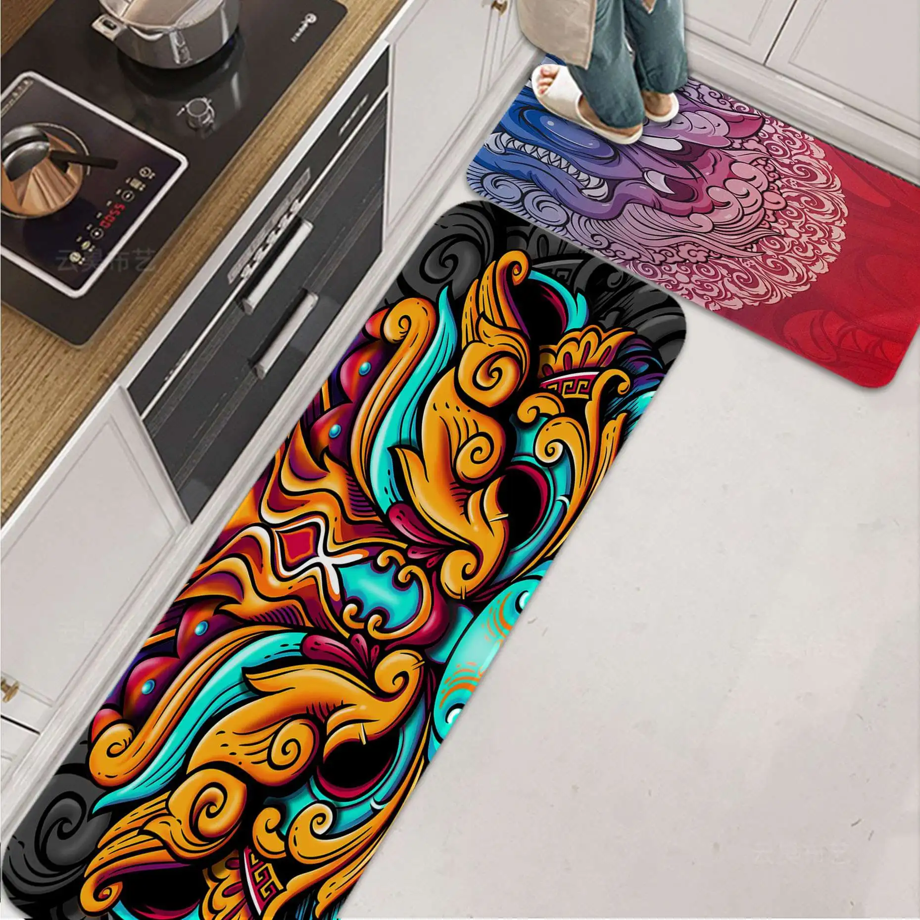 

Esport Tiger Printed Flannel Floor Mat Bathroom Decor Carpet Non-Slip For Living Room Kitchen Welcome Doormat