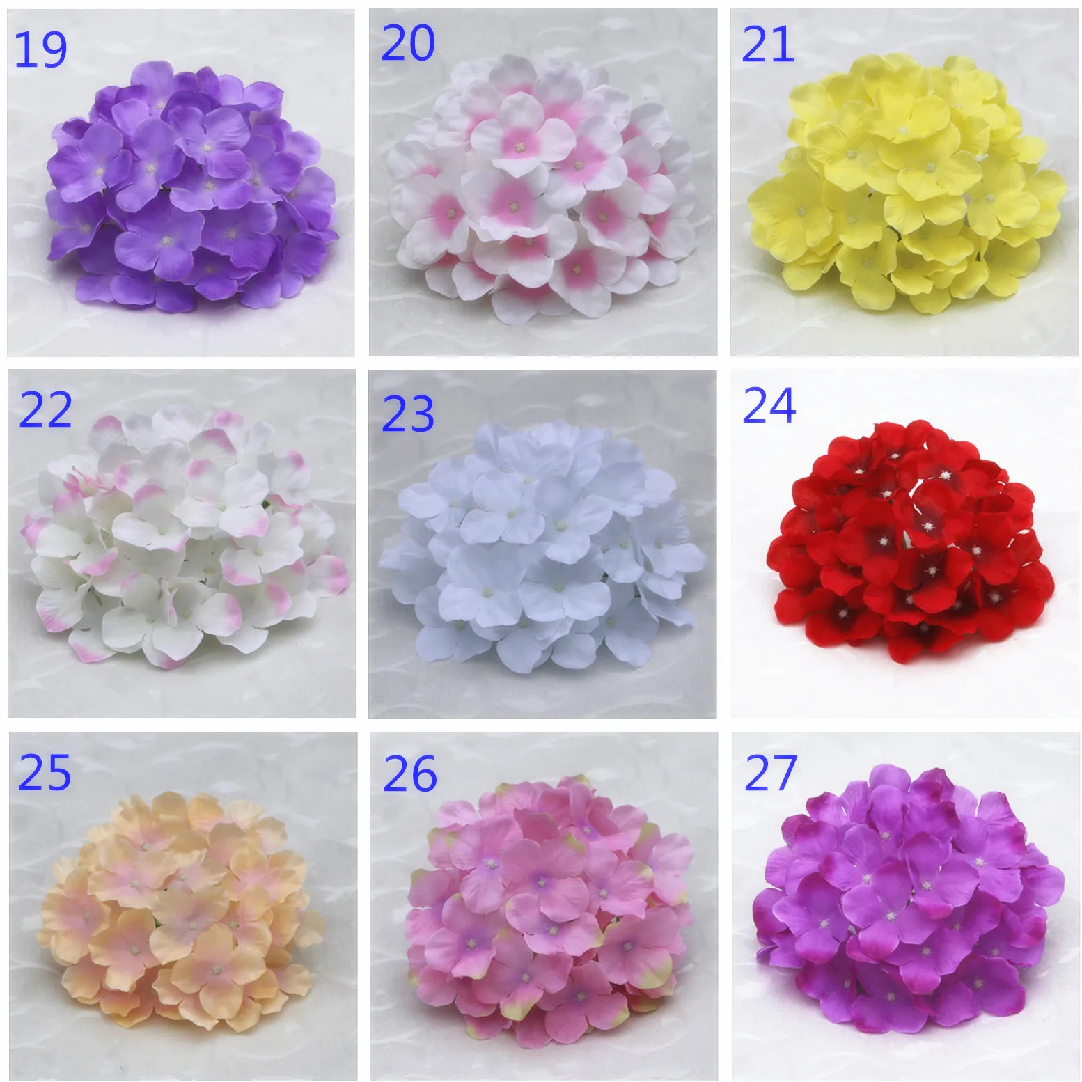 5PCS 19cm Silk Artificial Hydrangea Flower Heads DIY Wedding Garland Bridal Bouquet Birthday Party Christmas Decor Fake Flowers | Дом и сад