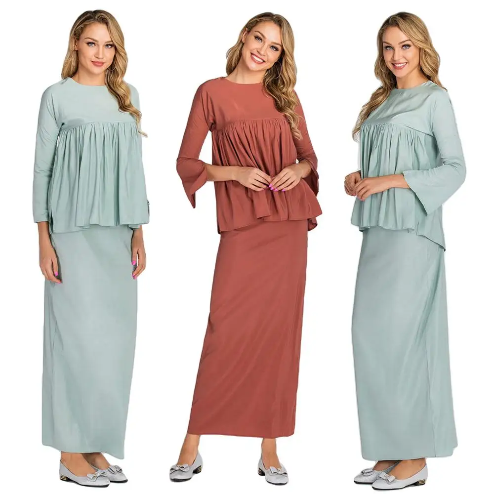 Комплект из двух предметов для мусульманской женщины однотонная Макси Длинная