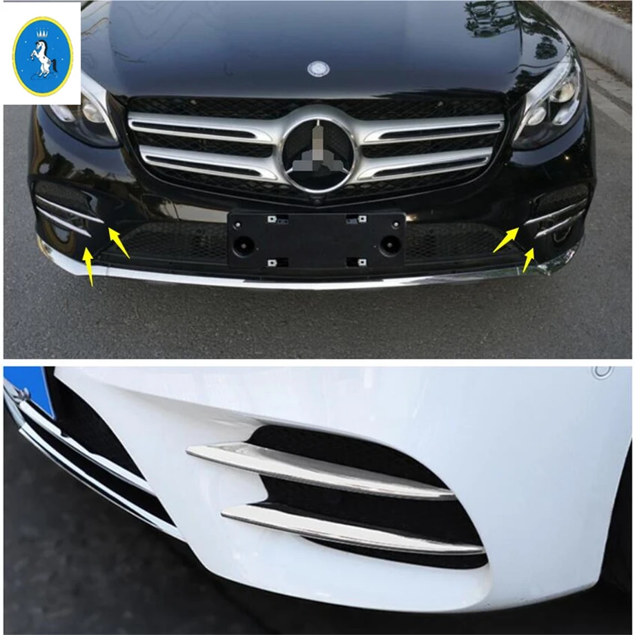 

Accessories Exterior Front Head Fog Lights Lamps Eyelid Eyebrow Strip Cover Fit For Mercedes-Benz C Class W205 2019 - 2021 ABS