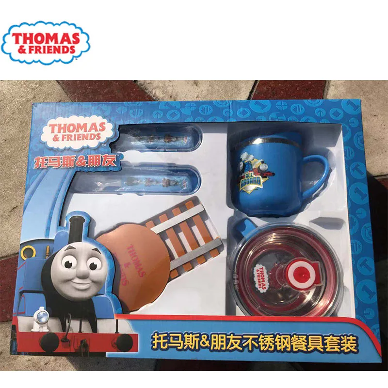 

Подарочная коробка Thomas столовые приборы для детей, портативная гигиеническая вилка, ложка, чашка, набор, пусть ребенок любит еду