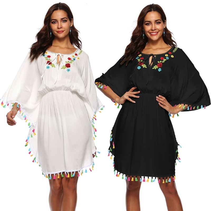 Женский купальный костюм с цветочной вышивкой накидка на бикини Радужный