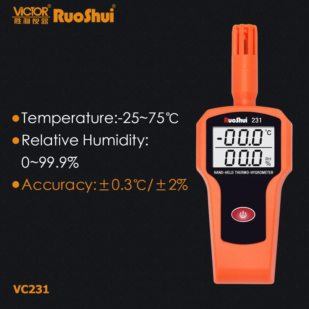Цифровой измеритель температуры и влажности воздуха RuoShui 231LCD термометр