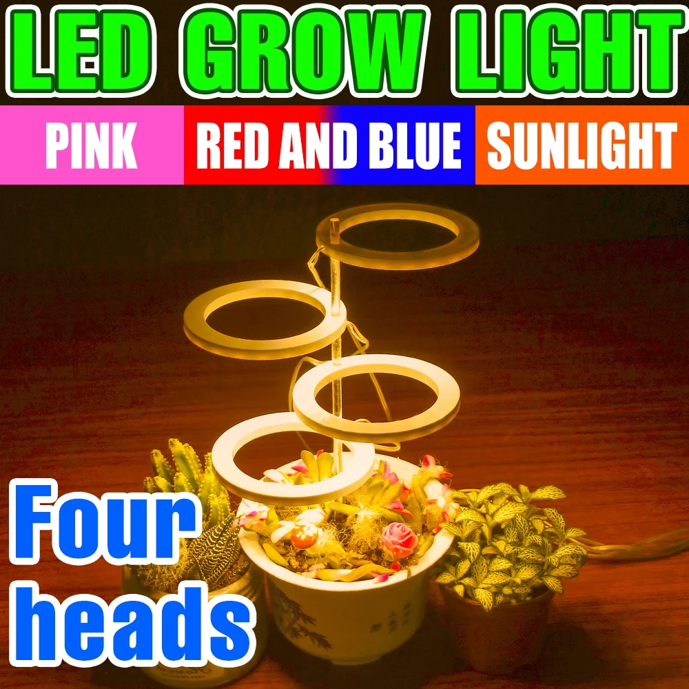 

USB 5V LED Full Spectrum Plant Grow Light Hydroponics Phyto Lamp LED 1 2 3 4 Heads Fito Lamp Dimmable Bulb For Flower Seeds Grow