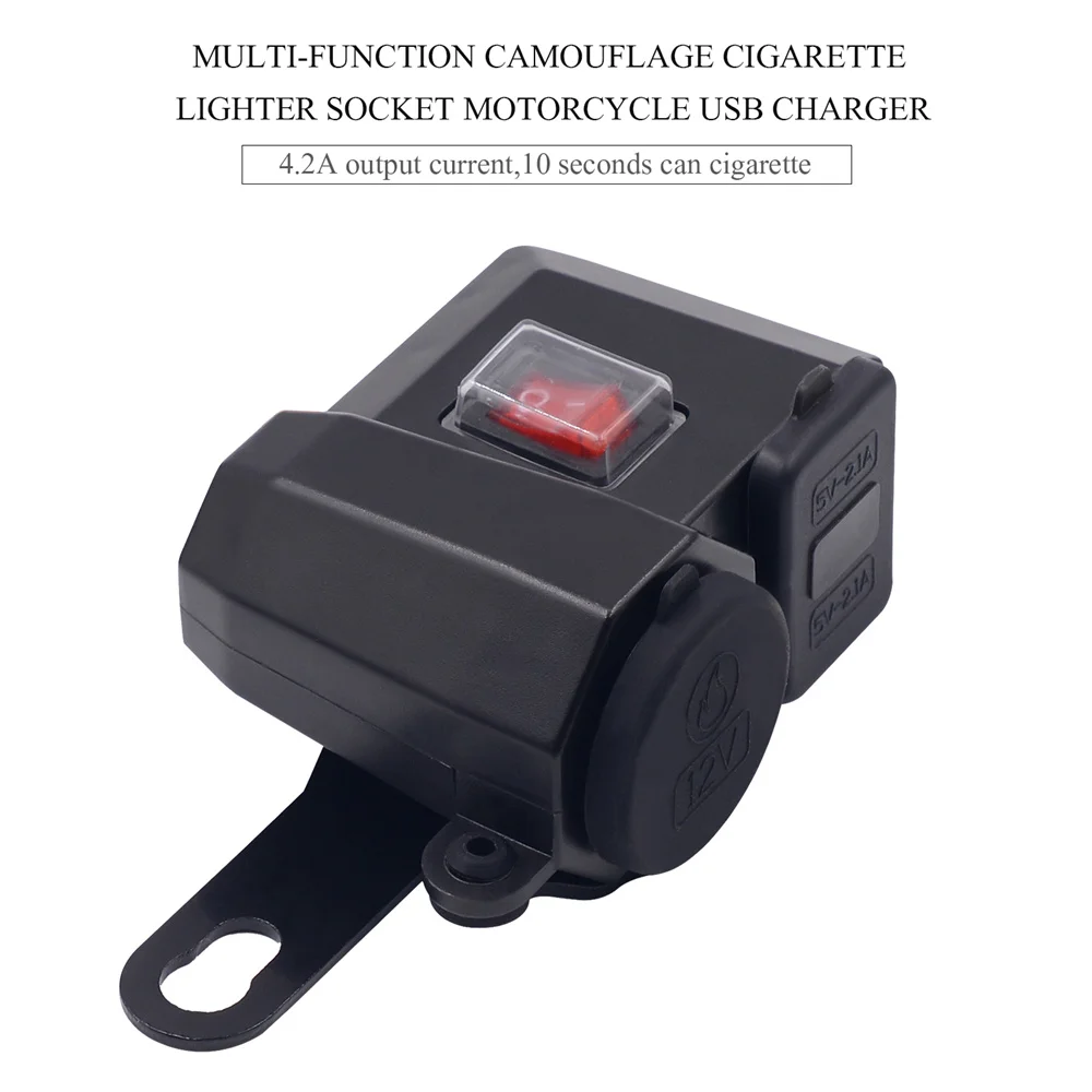 

12V Waterproof Motorcycle Cigarette Lighter Dual USB Charger Phone Accessories Charger LED Voltmeter Doub Socket Lighter Adapter
