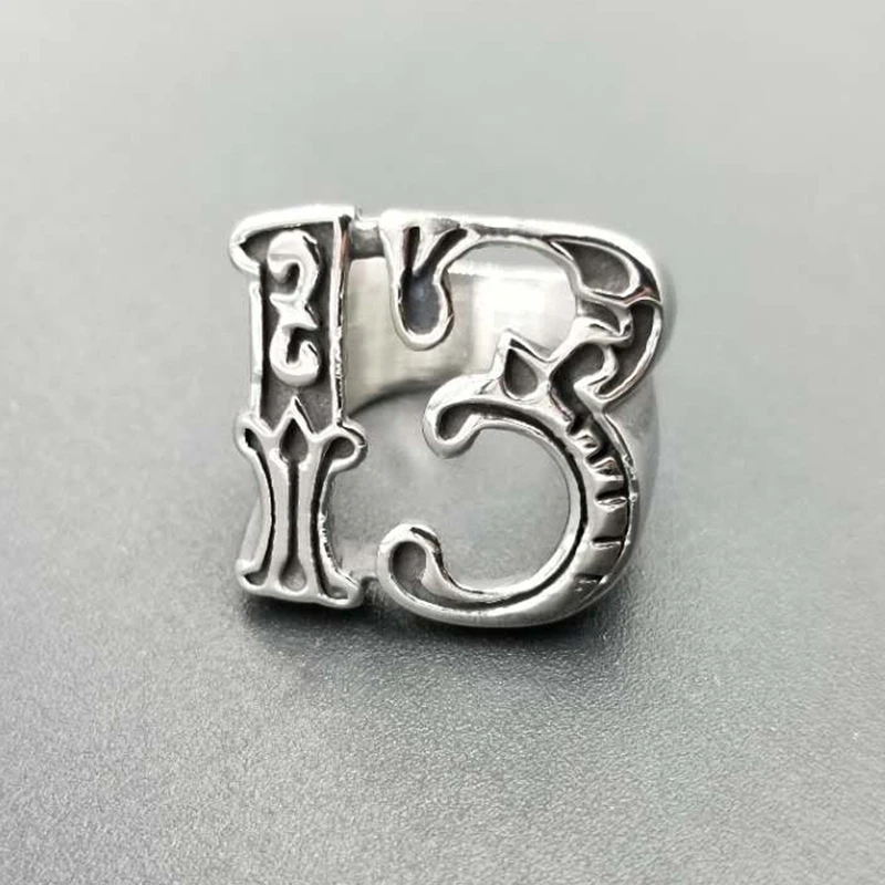 Хит продаж Крутое кольцо Lucky 13 из нержавеющей стали 316L для мужчин и женщин модное